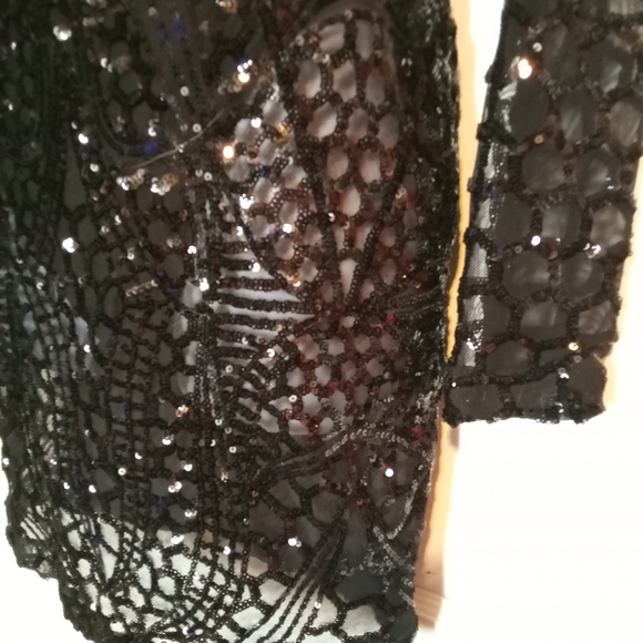 🛍️ BUNDLE ONLY 🛍️Fashion Nova Black Sheer Sequin Long Sleeve Dress - Picture 3 of 9